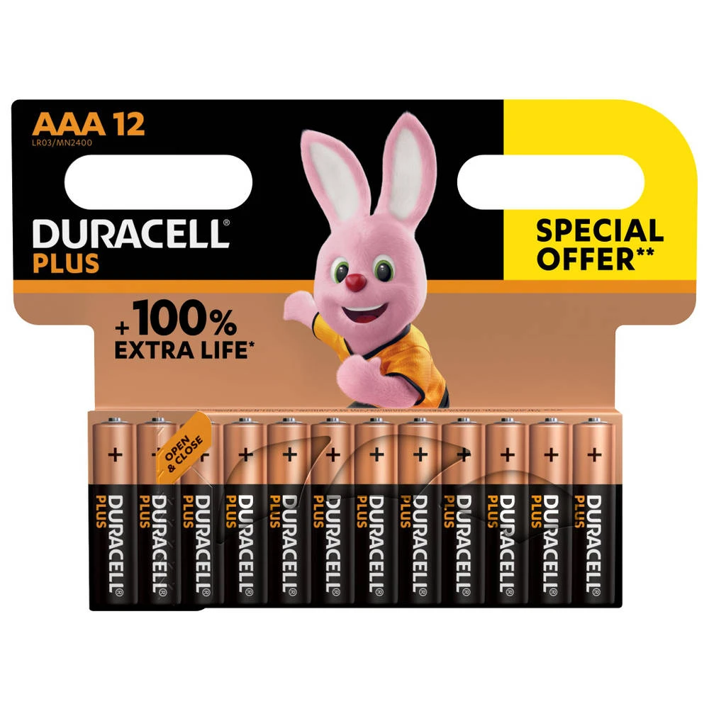 Duracell Plus Alkaline AAA-batterijen (12 stuks) Promo
