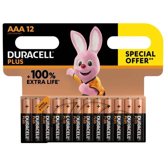 Duracell Plus Alkaline AAA-batterijen (12 stuks) Promo
