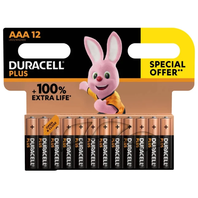 Duracell Plus Alkaline AAA-batterijen (12 stuks) Promo