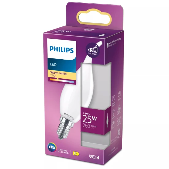 Philips LED Kaarslamp Classic 25W BA35 E14 WW FR ND PFSRT4