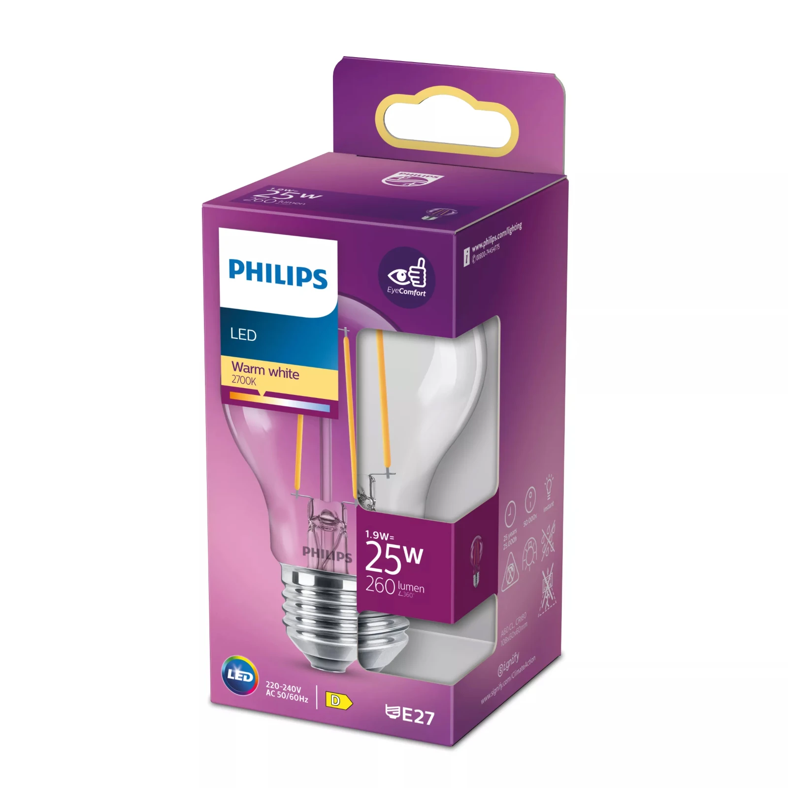 Philips LED Filament Classic 25W A60 E27 WW CL ND SRT4