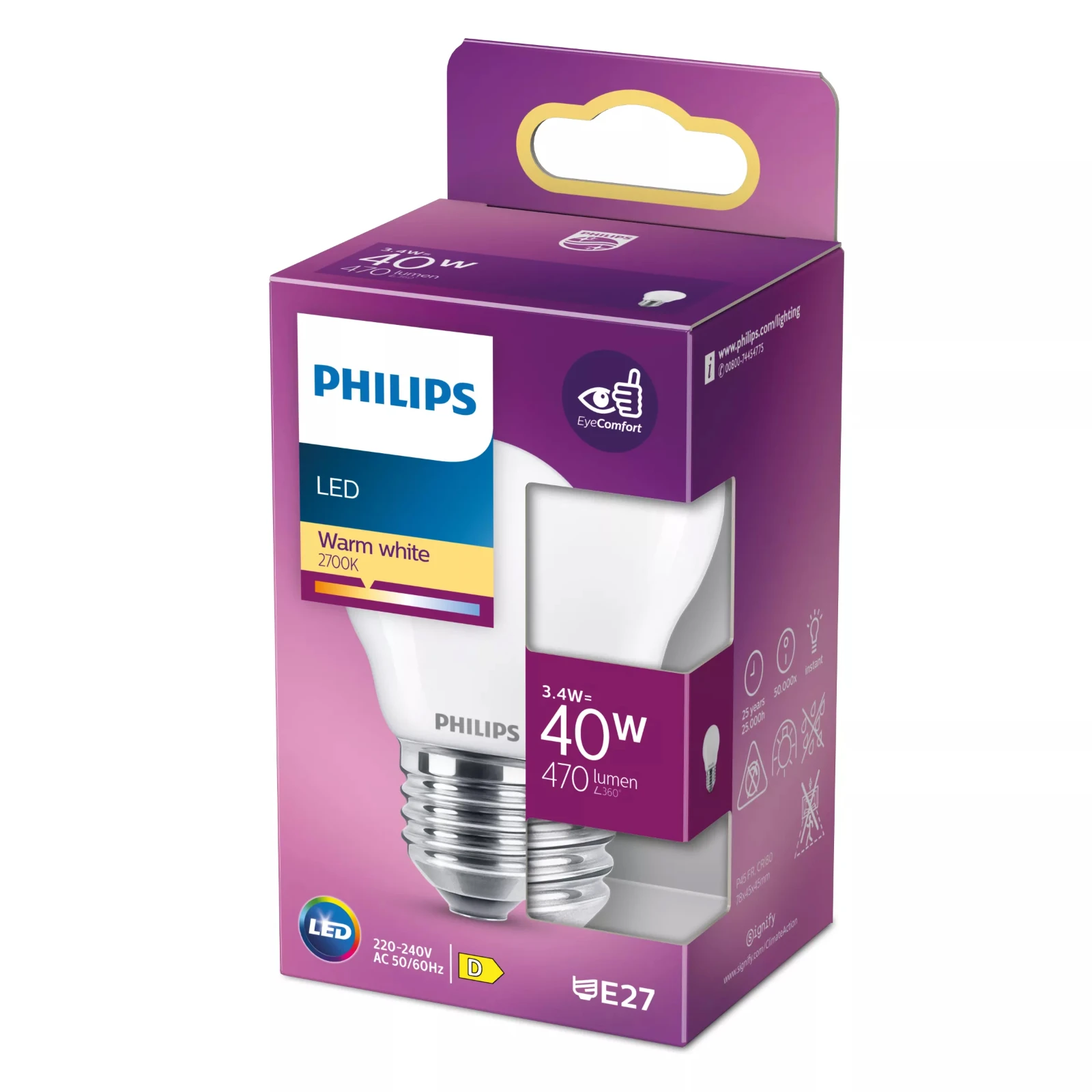 Philips LED Kogellamp Classic 40W P45 E27 WW FR ND 1PFSRT4