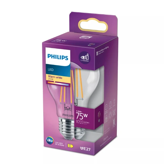 Philips LED Filament Classic 75W A60 E27 WW CL ND 1PFSRT4