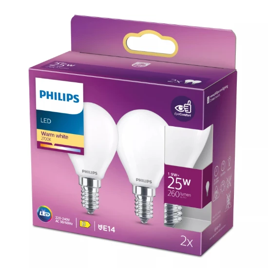 Philips LED Lamp Classic 25W P45 E14 WW FR ND 2PFSRT6 (2 stuks)