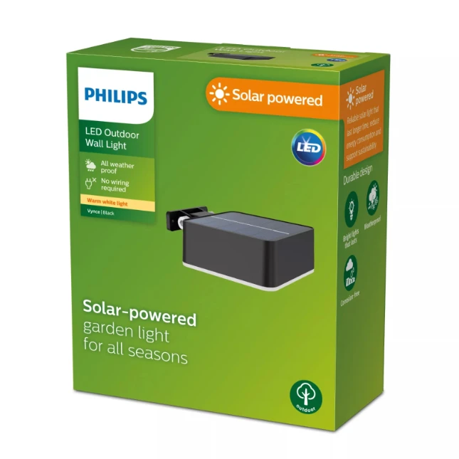 Philips Wandlamp Vynce vierkant 1.5W 2700K zwart