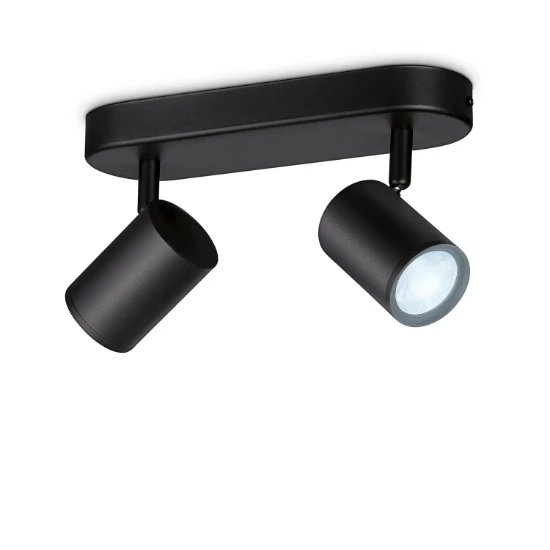 WiZ Plafondspot Imageo Zwart 2x5W Wi-Fi - warm tot koelwit - recht