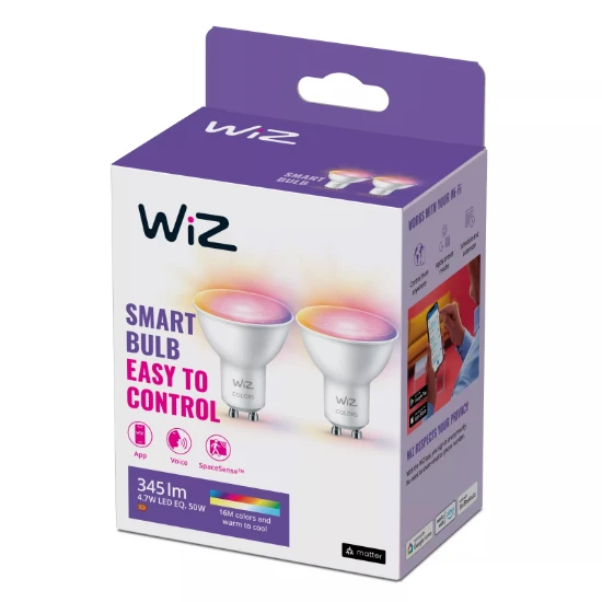 WiZ LED-spot GU10 50W Wi-Fi - gekleurd en wit (2 stuks)