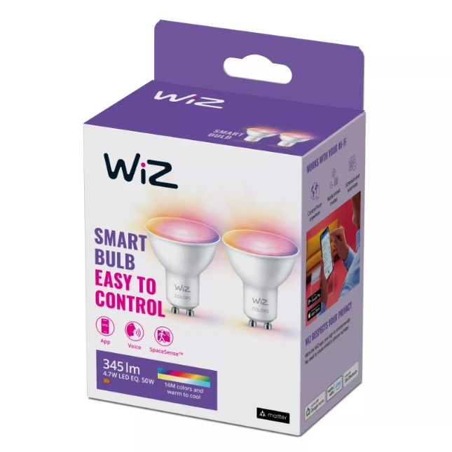 WiZ LED-spot GU10 50W Wi-Fi - gekleurd en wit (2 stuks)