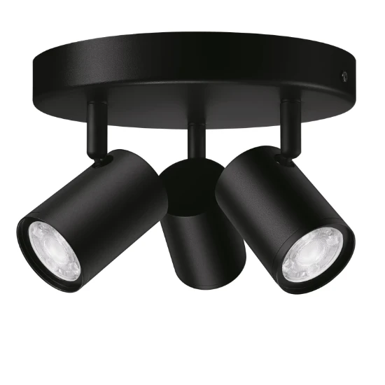 WiZ Plafondspot Imageo Zwart 3x5W Wi-Fi - gekleurd en wit - rond