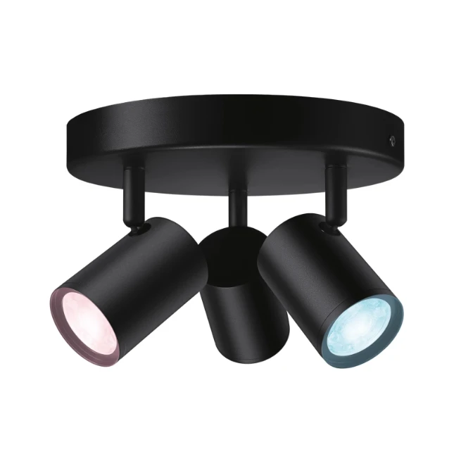 WiZ Plafondspot Imageo Zwart 3x5W Wi-Fi - gekleurd en wit - rond