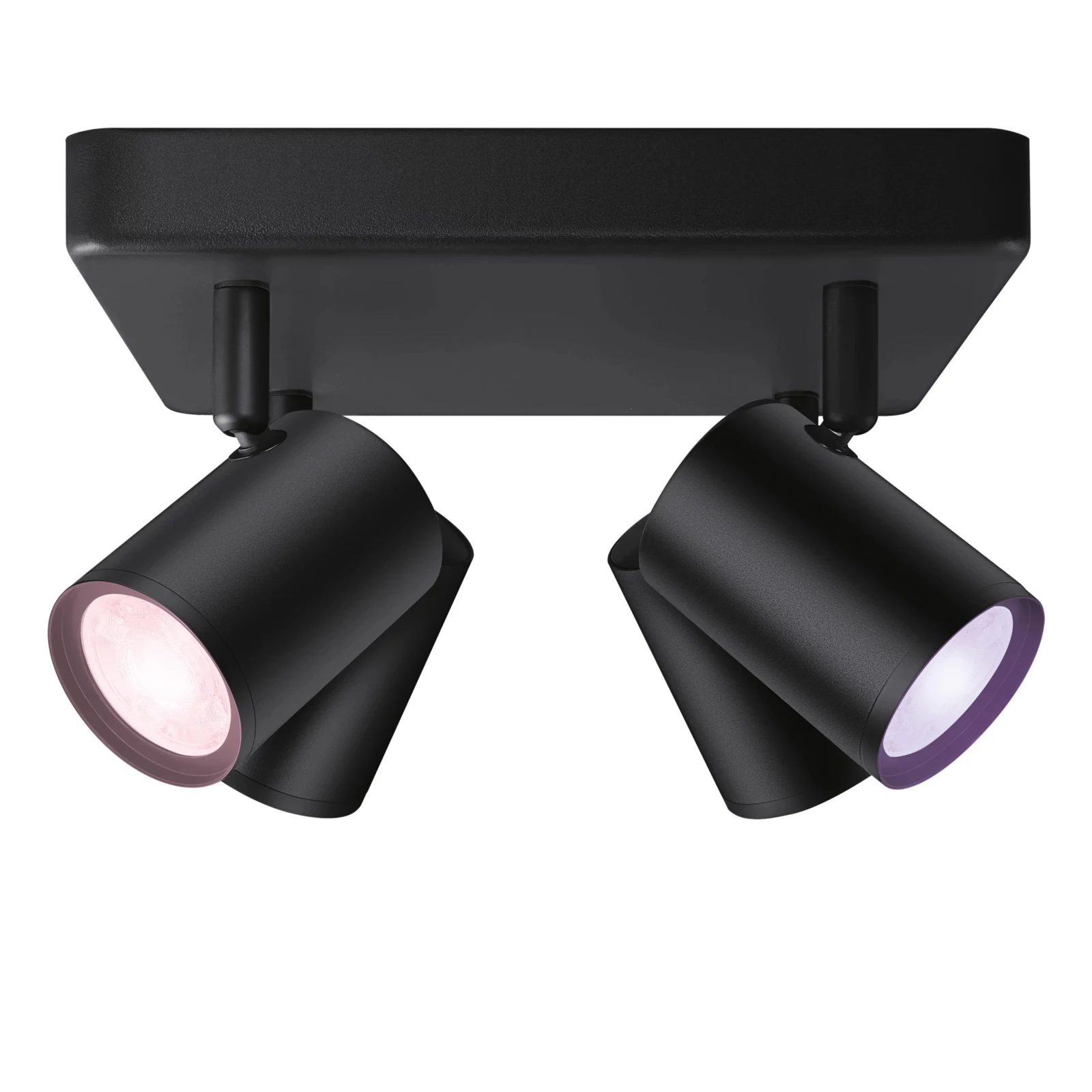 WiZ Plafondspot Imageo Zwart 4x5W Wi-Fi - gekleurd en wit - vierkant