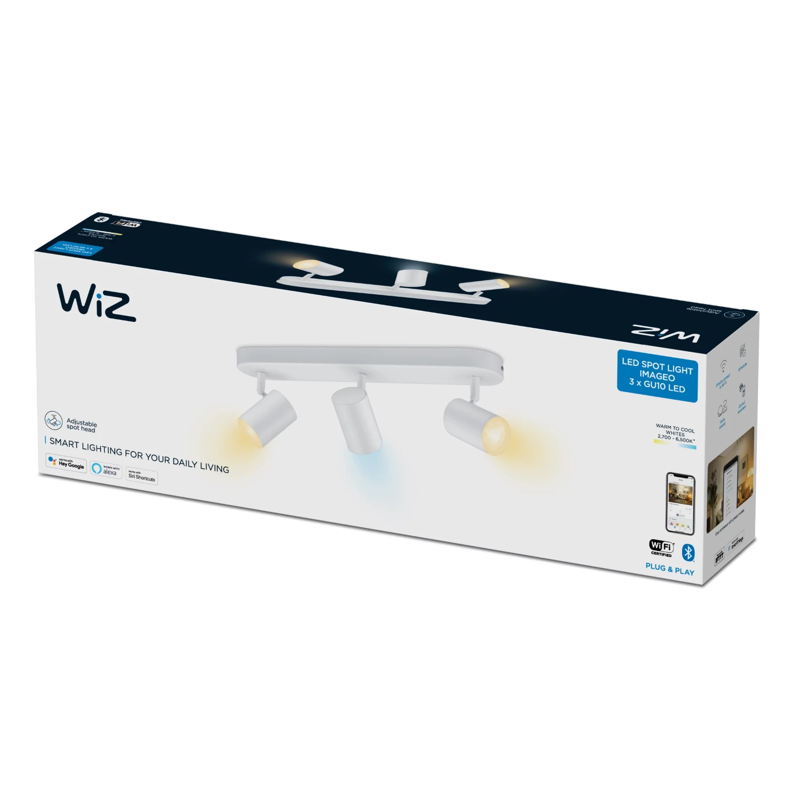 WiZ Plafondspot Imageo Wit 3x5W Wi-Fi - gekleurd en wit