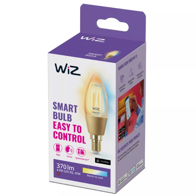 WiZ LED-kaarslamp Filament Amber E14 25W Wi-Fi - warm tot koelwit