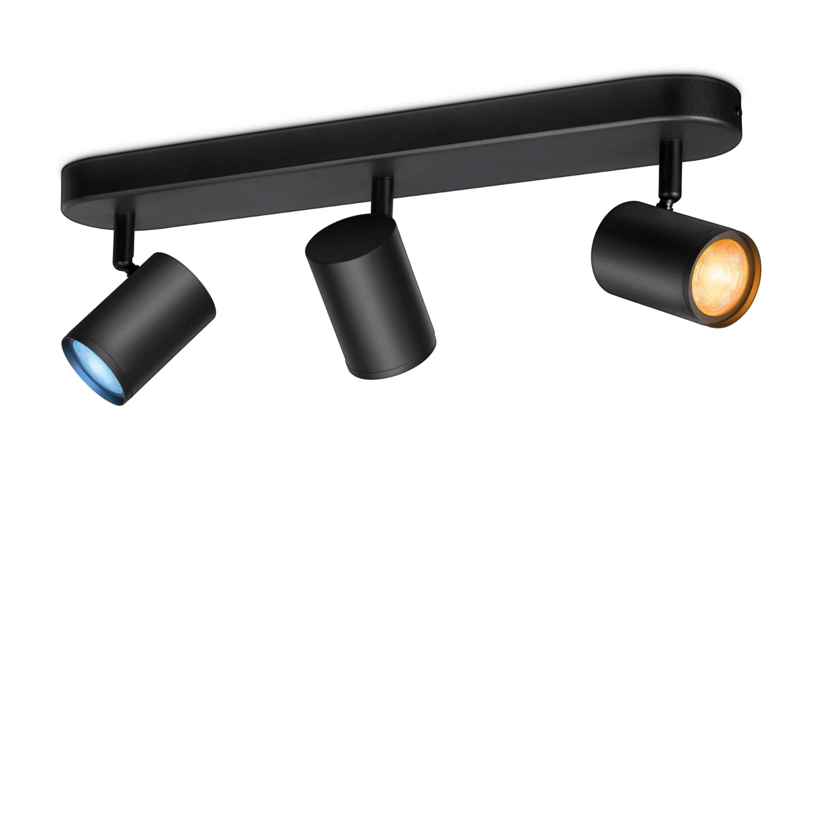 WiZ Plafondspot Imageo Zwart 3x5W Wi-Fi - gekleurd en wit - recht