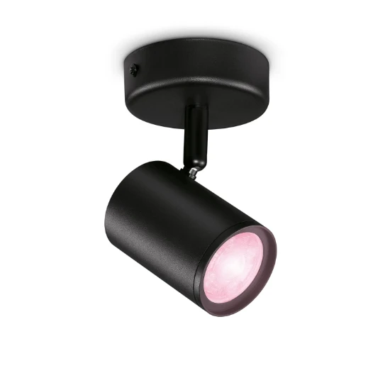 WiZ Opbouwspot Imageo Zwart 1x5W Wi-Fi - gekleurd en wit - rond