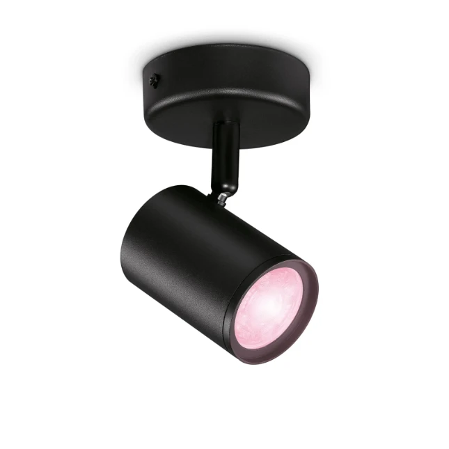 WiZ Opbouwspot Imageo Zwart 1x5W Wi-Fi - gekleurd en wit - rond
