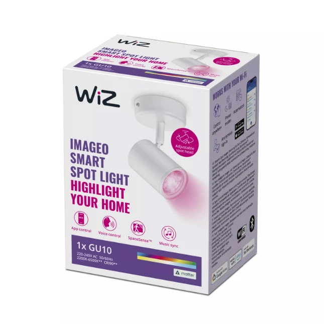 WiZ Opbouwspot Imageo Wit 1x5W Wi-Fi - gekleurd en wit - rond