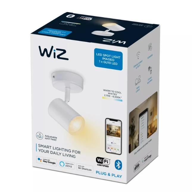 WiZ Opbouwspot Imageo Wit 1x5W Wi-Fi - warm tot koelwit - rond