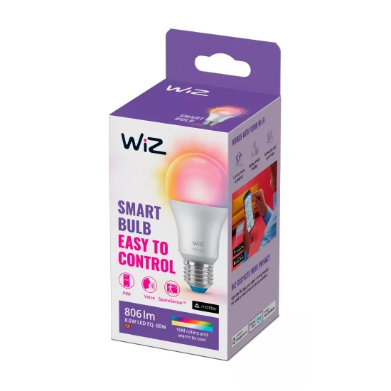 WiZ LED-lamp E27 60W Wi-Fi - gekleurd en wit