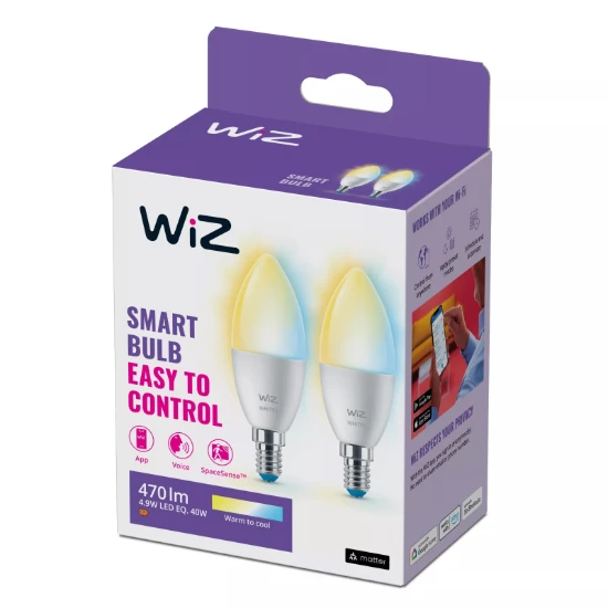 WiZ LED-kaarslamp E14  40W Wi-Fi - warm tot koelwit (2 stuks)