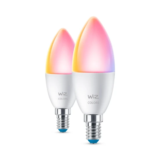 WiZ LED-kaarslamp E14  40W Wi-Fi - gekleurd en wit (2 stuks)