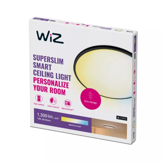 WiZ Plafonniere Superslim Zwart 14W Wi-Fi