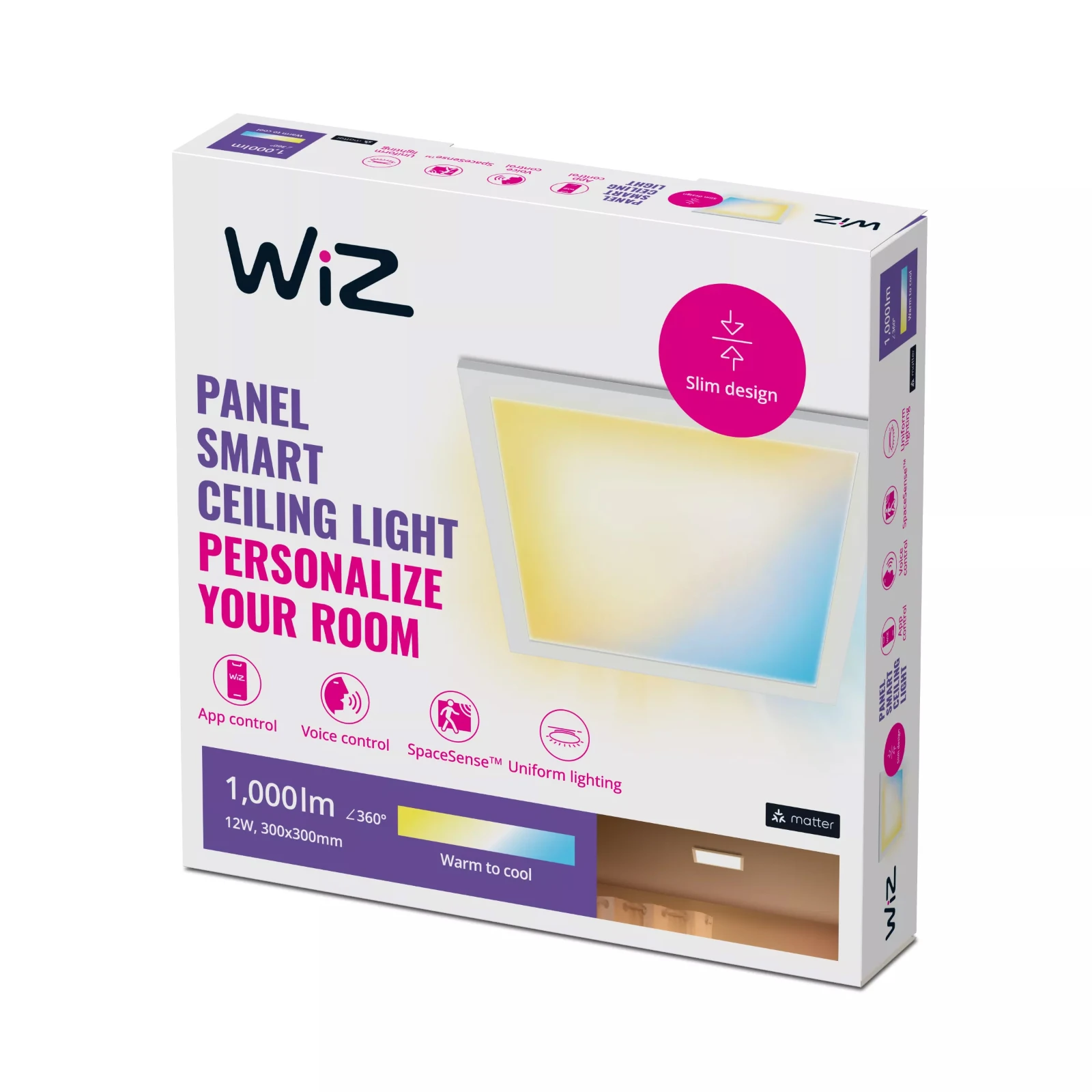 WiZ LED-paneel 12W - warm tot koelwit - vierkant