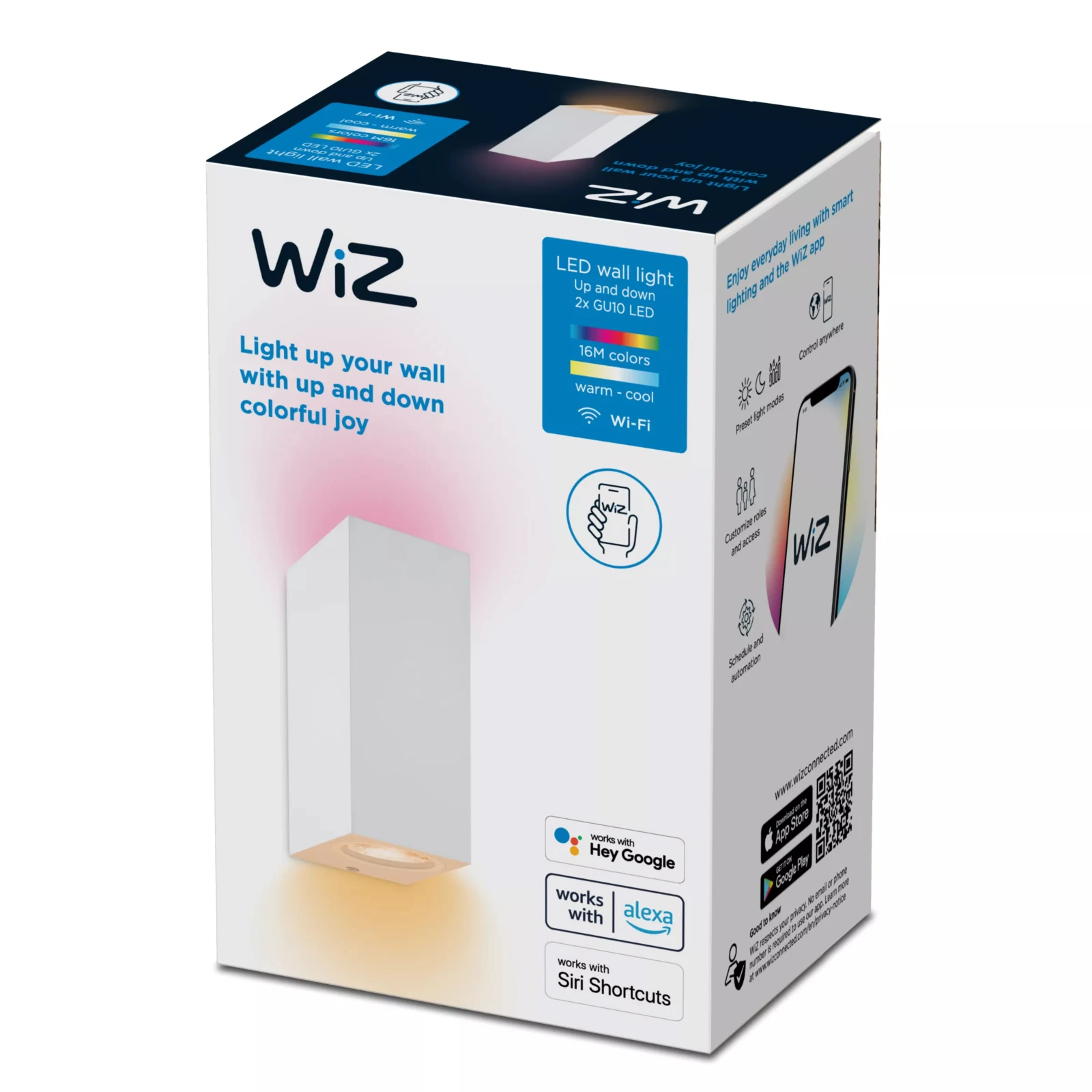 WiZ Wandlamp Up and Down Wit GU10 2x5W Wi-Fi - gekleurd en wit