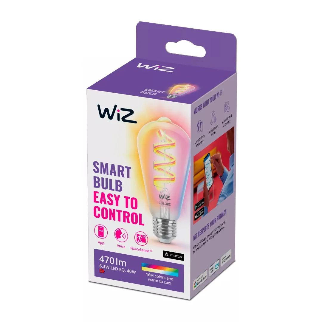 WiZ LED-filament Edison E27 40W Wi-Fi - gekleurd en wit