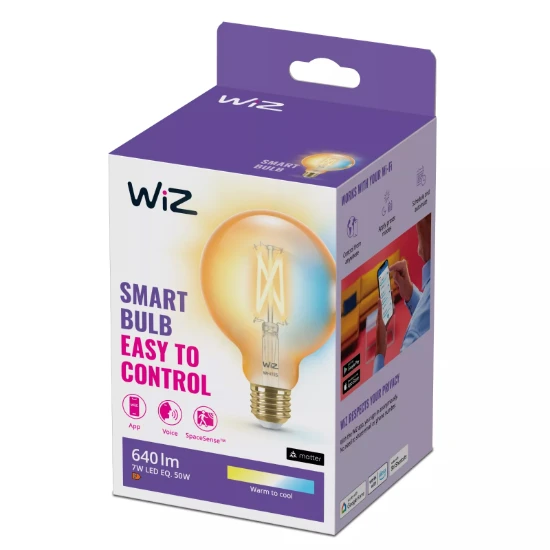 WiZ LED-filament Globe E27 50W Wi-Fi - warm tot koelwit
