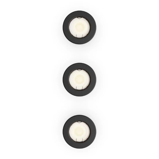 Philips Inbouwverlichting Peridot RD zwart - zonder lamp (3 stuks)