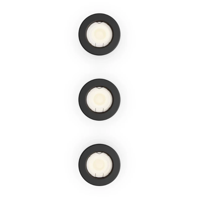 Philips Inbouwverlichting Peridot RD zwart - zonder lamp (3 stuks)