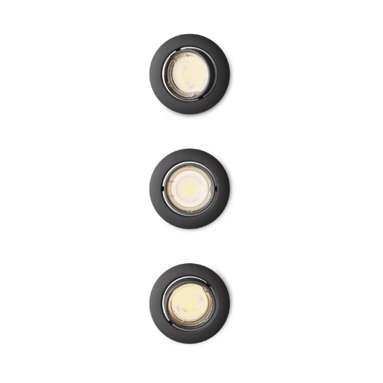 Philips Inbouwverlichting Peridot RD zwart - zonder lamp (3 stuks) - kantelbaar