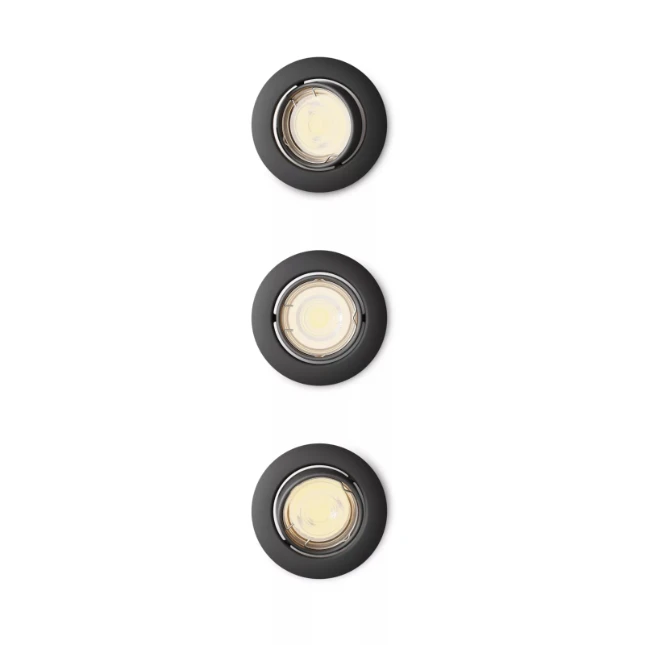 Philips Inbouwverlichting Peridot RD zwart - zonder lamp (3 stuks) - kantelbaar