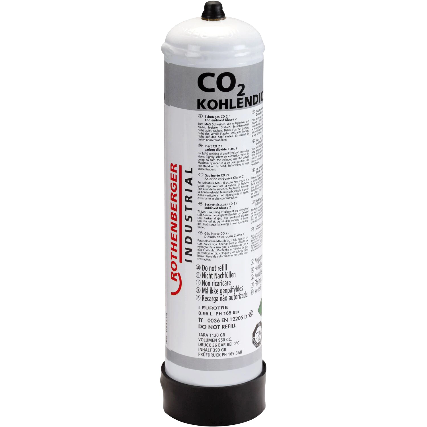 Bouteille de dioxyde de carbone jetable 165 bars