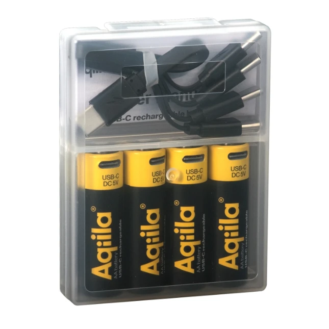 Aqiila USB-C Oplaadbare AA-batterij 2000 mAh 1,5V (4 stuks)