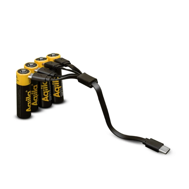 Aqiila USB-C Oplaadbare AA-batterij 2000 mAh 1,5V (4 stuks)