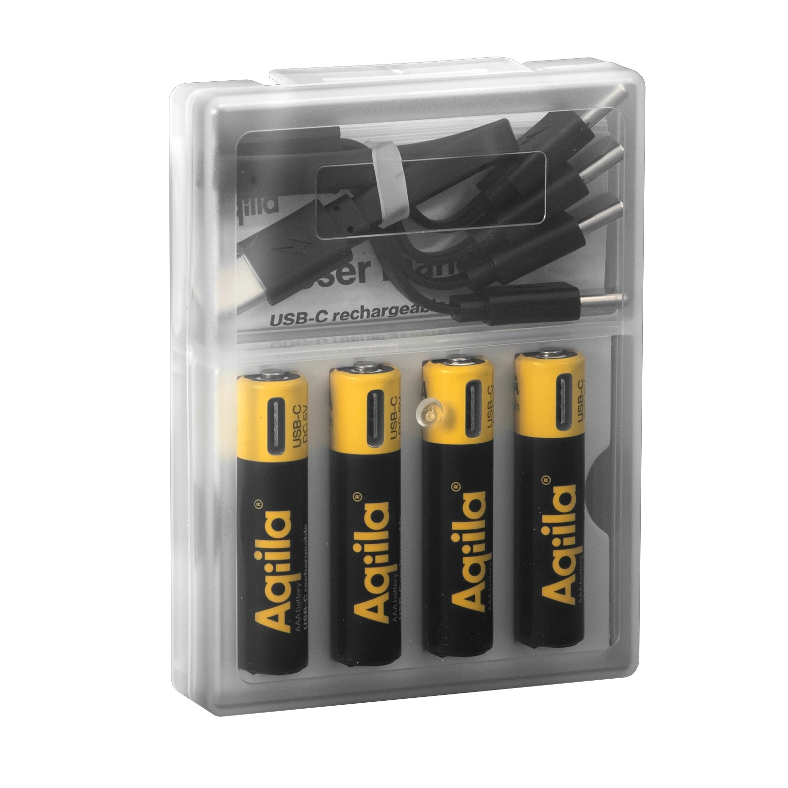 Aqiila USB-C Oplaadbare AAA-batterij 600 mAh 1,5V (4 stuks)