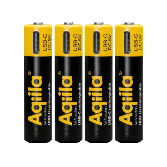 Aqiila USB-C Oplaadbare AAA-batterij 600 mAh 1,5V (4 stuks)
