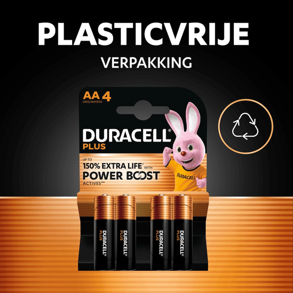 Duracell Plus Alkaline AA-batterijen (4 stuks)