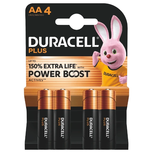 Duracell Plus Alkaline AA-batterijen (4 stuks)