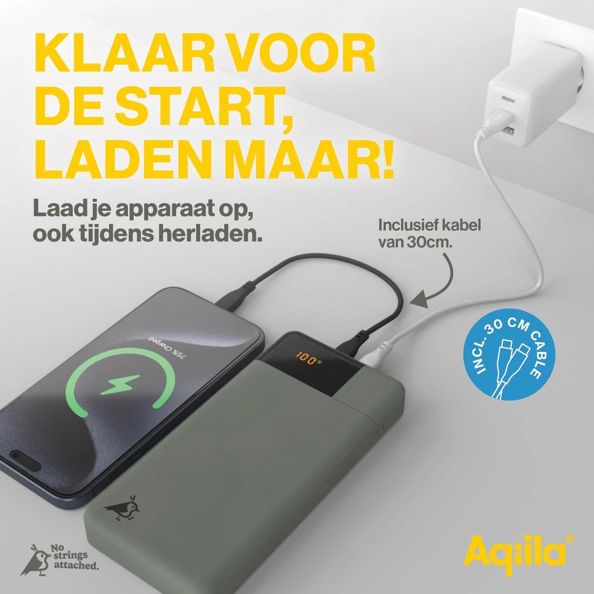 Aqiila Powerbank Powerbird B20+ 65W 20000mAh groen