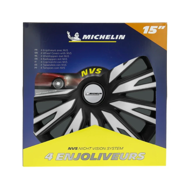 Michelin Wieldoppen 14 inch - zilv/zwa - 4 stuks
