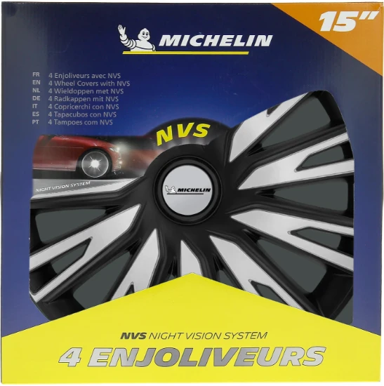 Michelin Wieldoppen 14 inch - zilv/zwa - 4 stuks