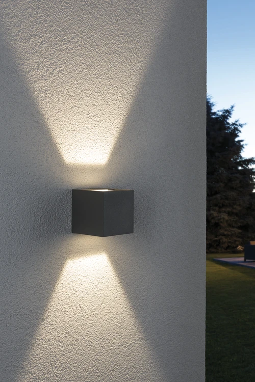 Paulmann Outdoor LED-wandlamp Cybo 80x80mm IP65 3,5W grijs