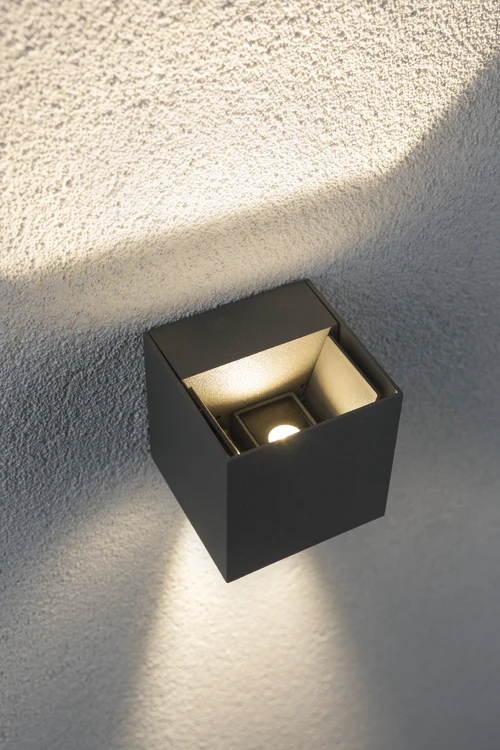 Paulmann Outdoor LED-wandlamp Cybo 80x80mm IP65 3,5W grijs