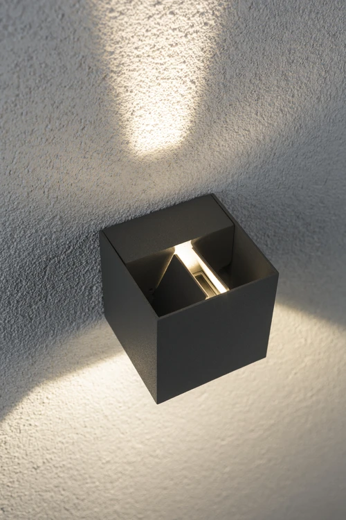 Paulmann Outdoor LED-wandlamp Cybo 80x80mm IP65 3,5W grijs