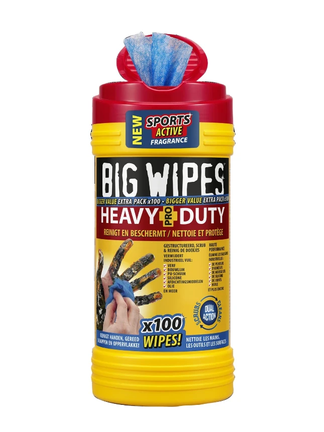 Big Wipes - 
Heavy Duty - Tube met 100 industriële doekjes
