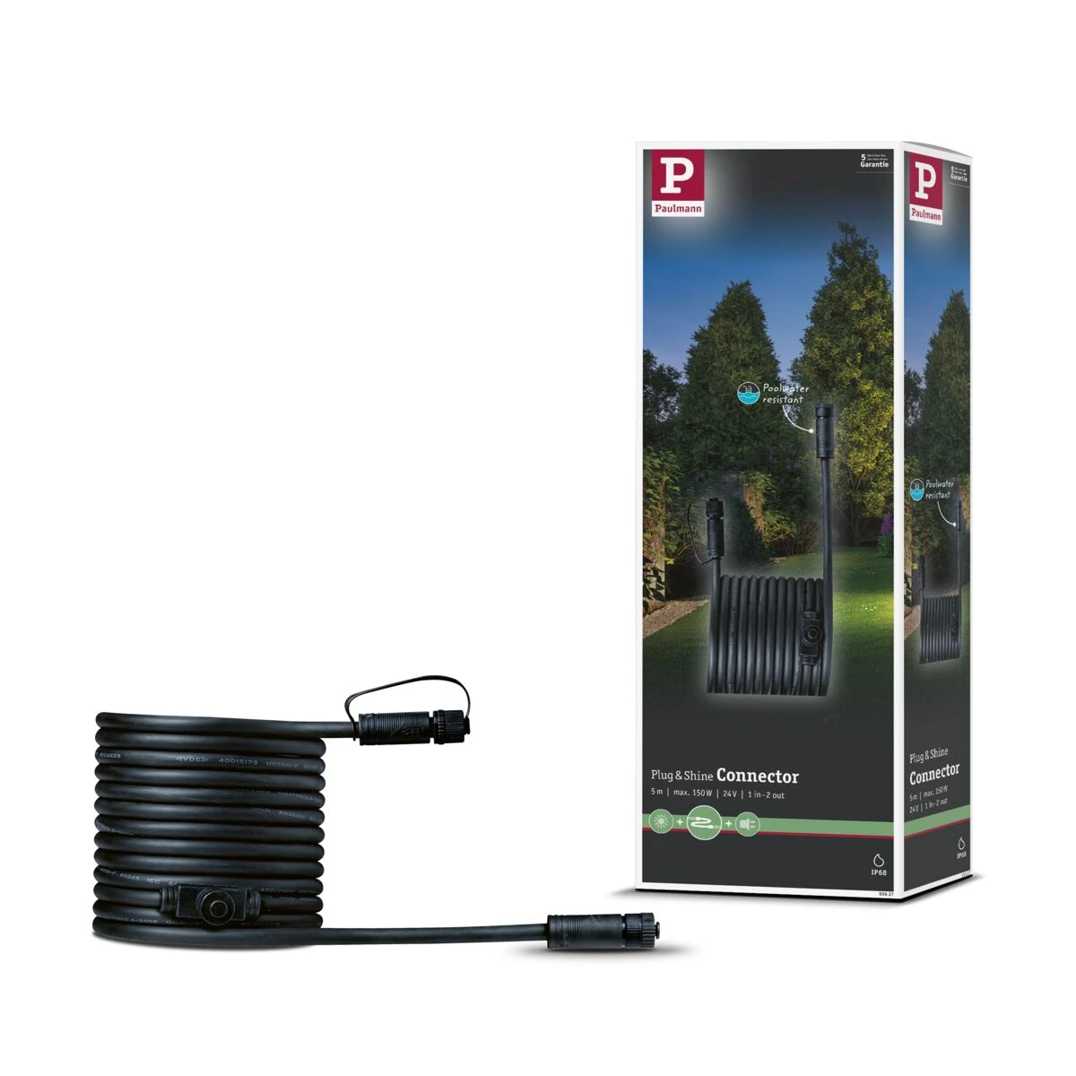 Paulmann Outd kabel - IP68 - 5m - 1 in-2 out - 2x1,5mm2
