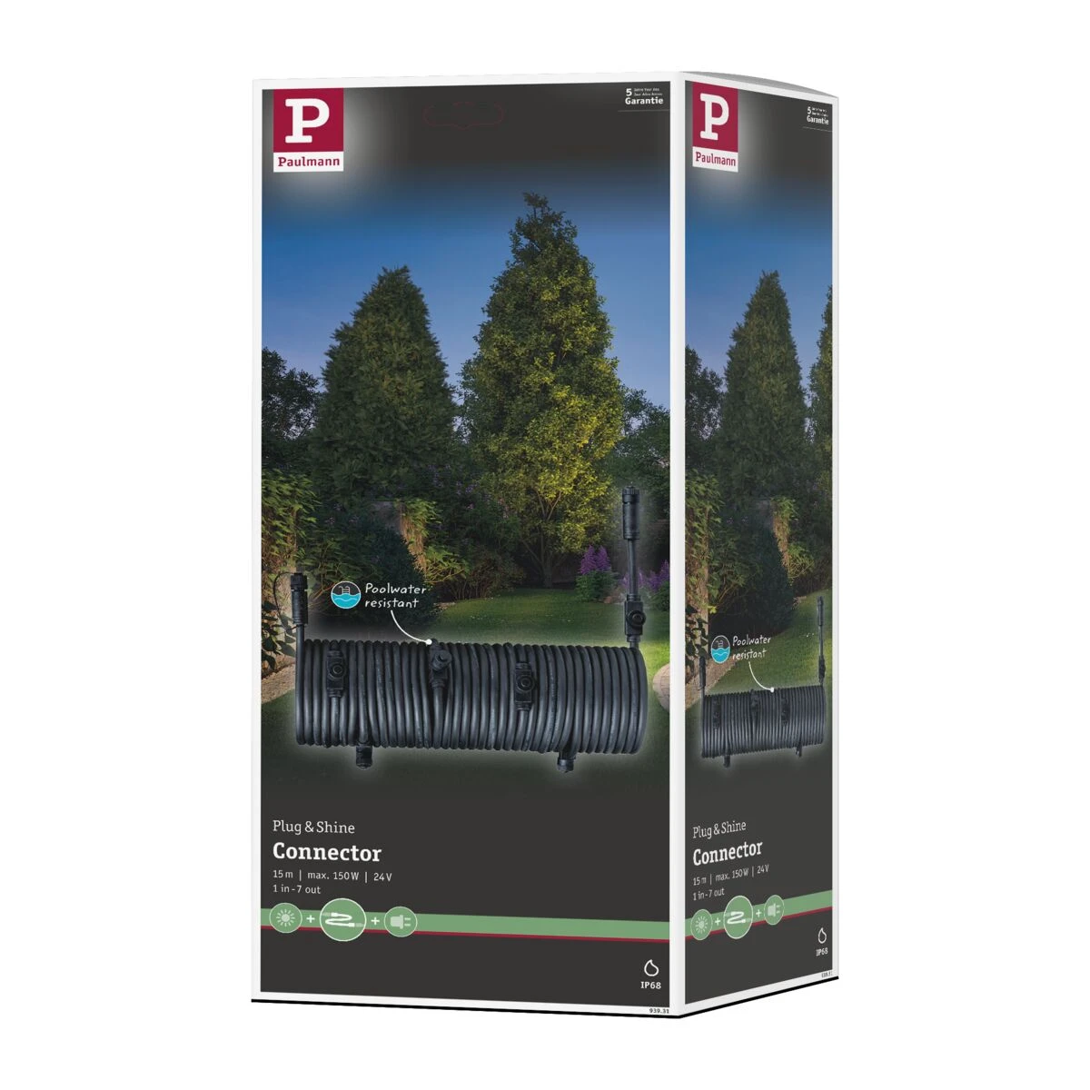 Paulmann Outd kabel - IP68 - 15m - 1 in-7 out - 2x1,5mm2